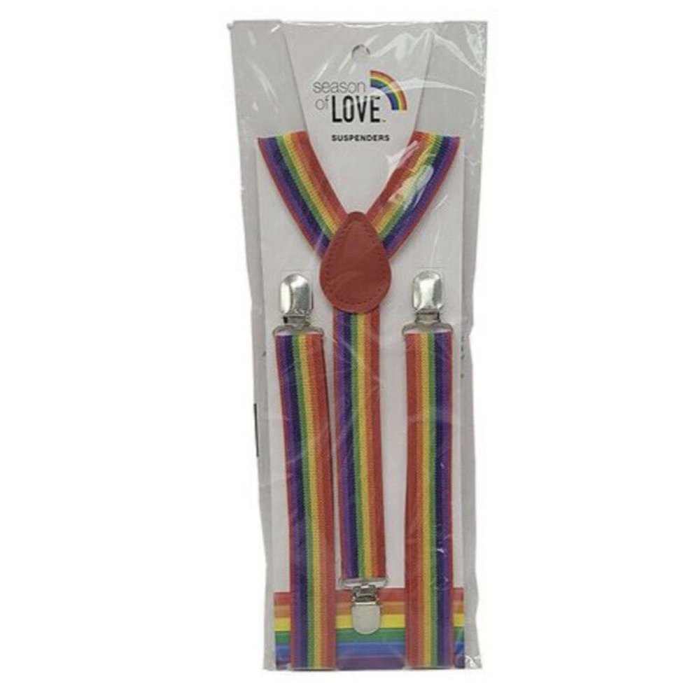 NEW Rainbow Striped SUSPENDERS GAY PRIDE RAINBOW Lesbian Bisexual